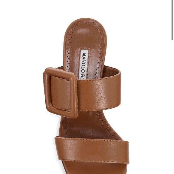 Manila Blahnik Titubanew Leather Mules Cognac NEW Sz 7 - Picture 5 of 6